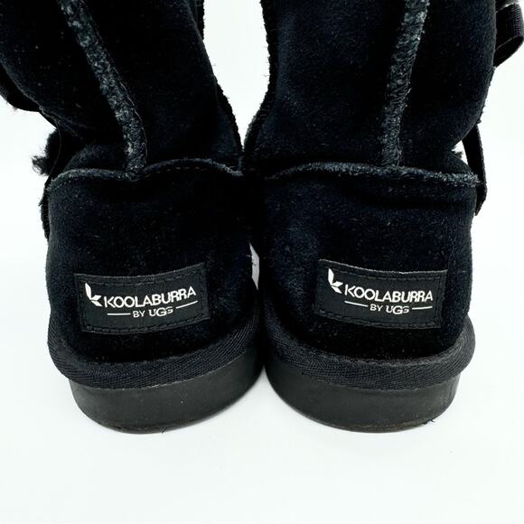 Koolaburra by UGG Victoria Tall Girls Bow Detail Tall Suede Boots Black Size 5 - Picture 9 of 11